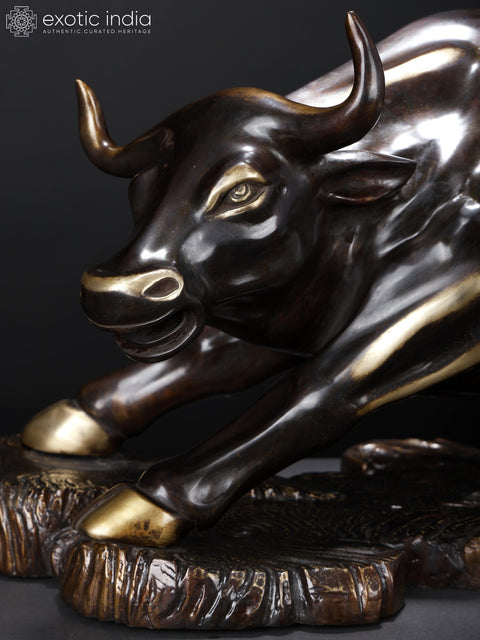 32" Large New York Wall Street Bull | Brass Statue