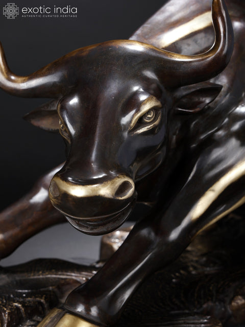 32" Large New York Wall Street Bull | Brass Statue