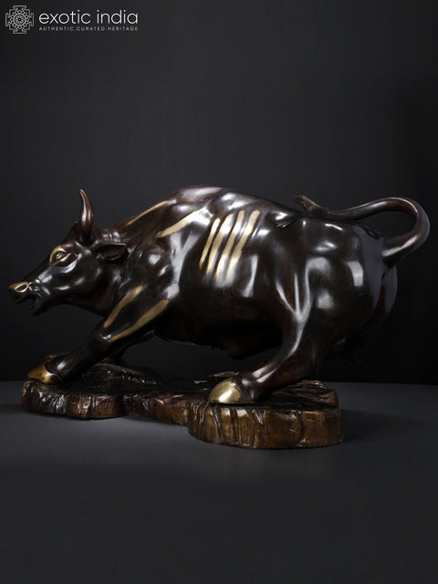 32" Large New York Wall Street Bull | Brass Statue