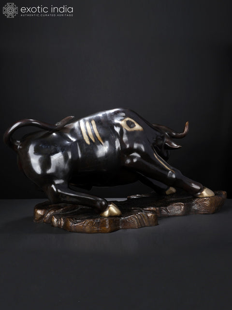 32" Large New York Wall Street Bull | Brass Statue