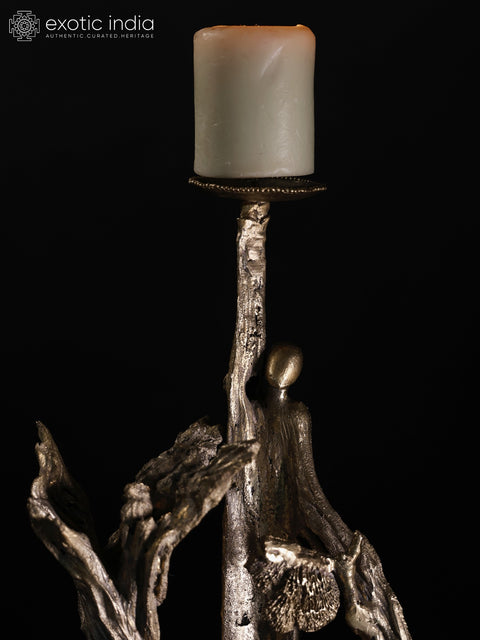 Bear Seated Under The Tree | Designer Candle Stand | Original Sculpture | Home Decor