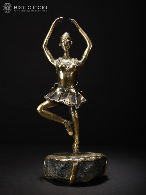11" Ballerina Brass and Stone Sculpture | Table Decor