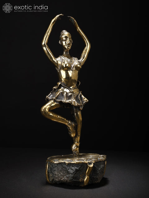 11" Ballerina Brass and Stone Sculpture | Table Decor