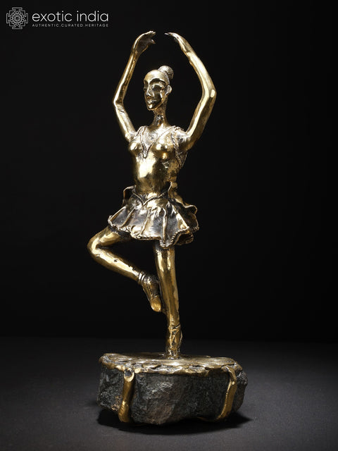 11" Ballerina Brass and Stone Sculpture | Table Decor