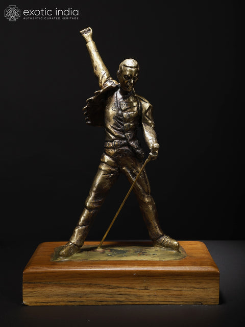 14" Freddie Mercury Brass and Wood Original Sculpture