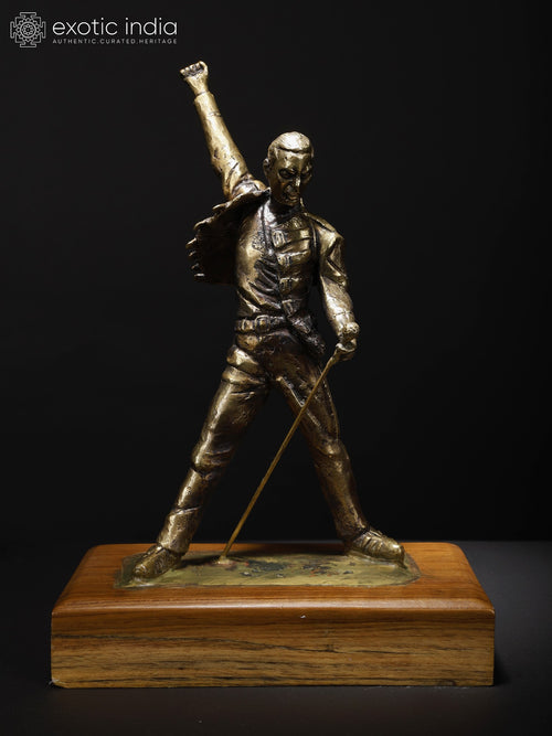 14" Freddie Mercury Handmade Brass and Wood Sculpture