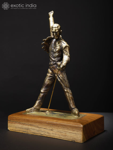 14" Freddie Mercury Brass and Wood Original Sculpture