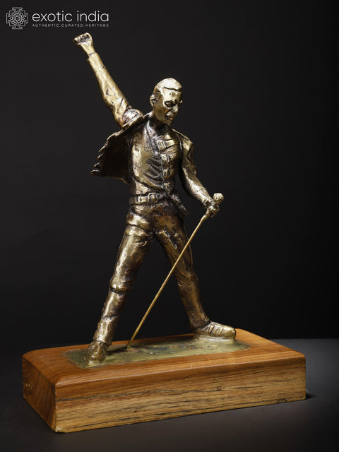 14" Freddie Mercury Brass and Wood Original Sculpture