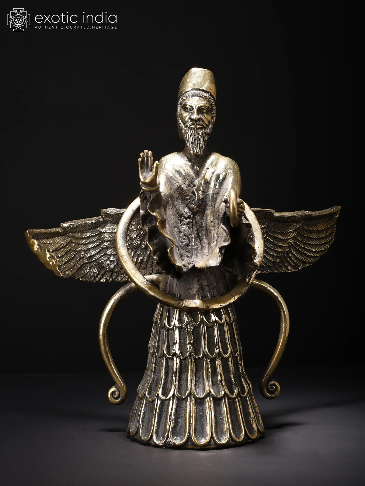 11" Asho Farohar Brass and Stone Sculpture
