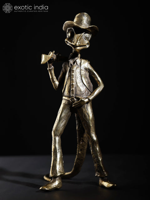 8” Rango the Chameleon Brass Sculpture | Table Decor