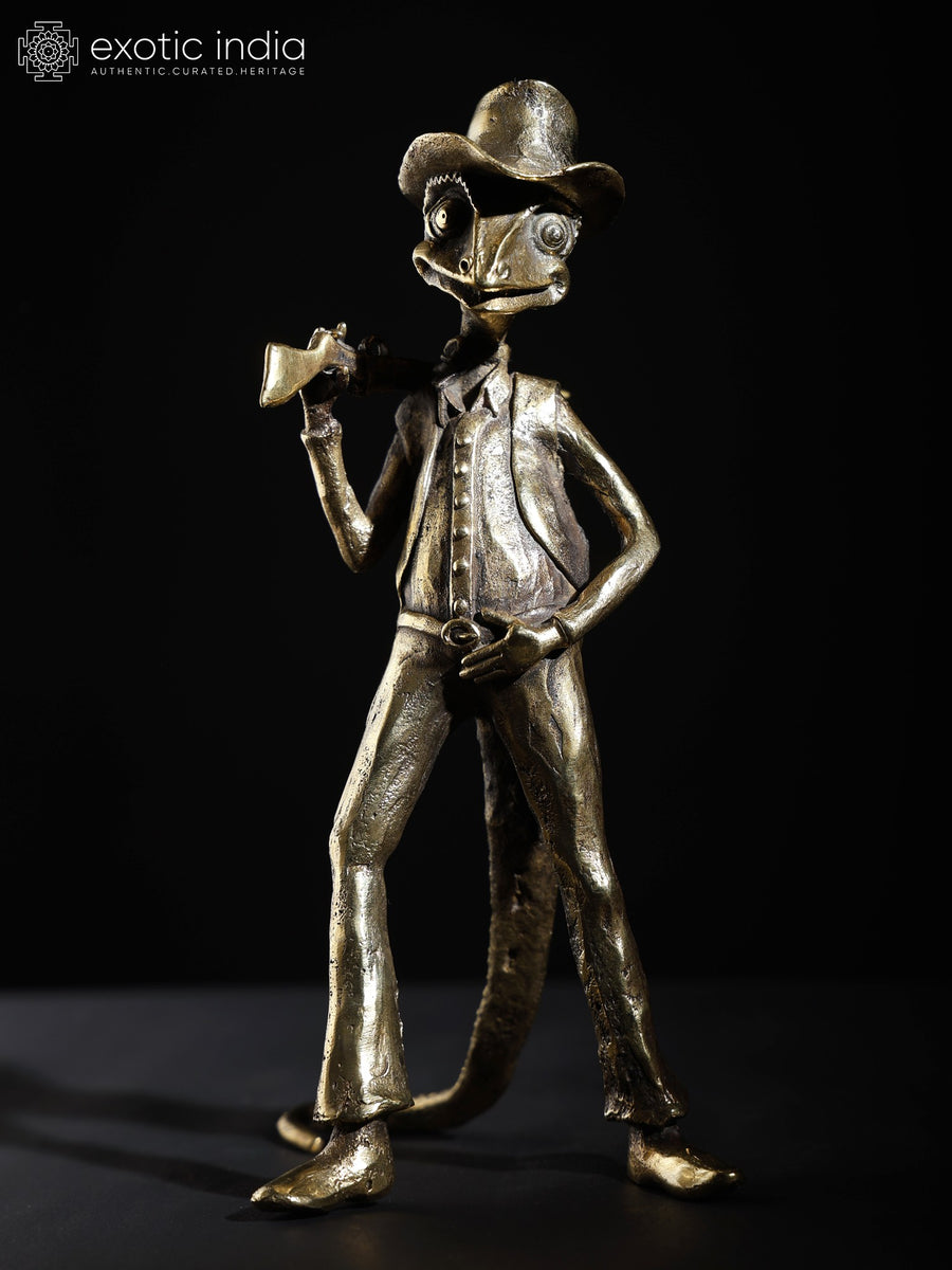 8" Rango the Chameleon Brass Sculpture for Home Decor