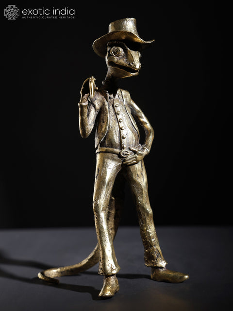 8” Rango the Chameleon Brass Sculpture | Table Decor