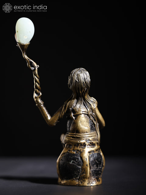 6" Balloon Seller Brass and Stone Statue | Table Decor
