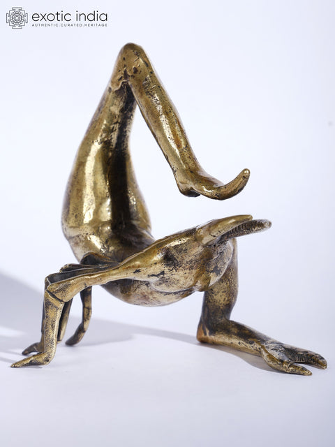 5" Small Brass Statue of Half Scorpion and Half Human Practicing Yoga