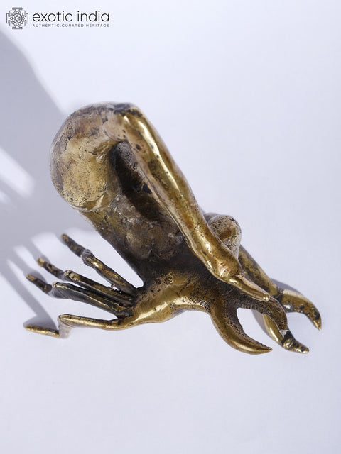 5" Small Brass Statue of Half Scorpion and Half Human Practicing Yoga