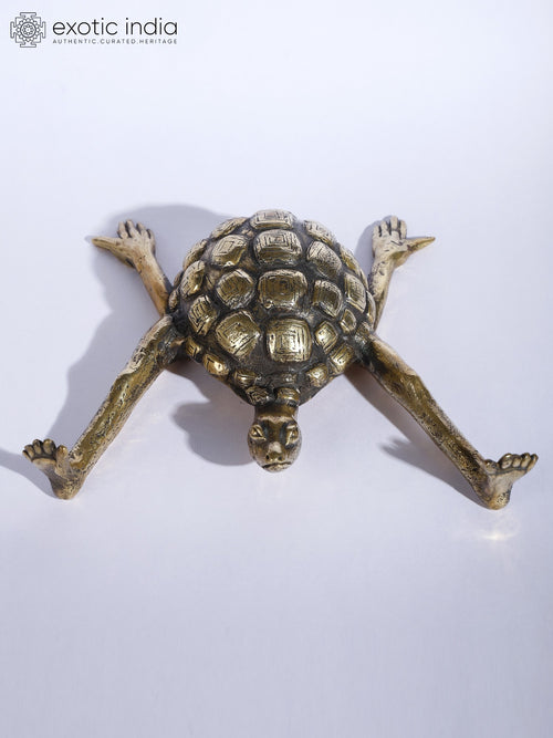 7" Brass Tortoise with Outstretched Limbs Sculpture