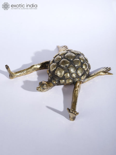 7" Tortoise with Outstretched Limbs | Brass Sculpture