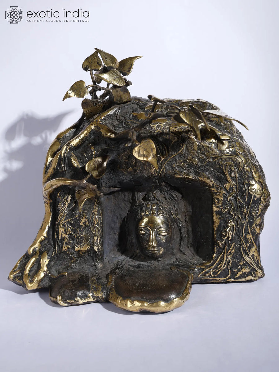 10" Buddha in Nature Brass and Stone Handmade Sculpture
