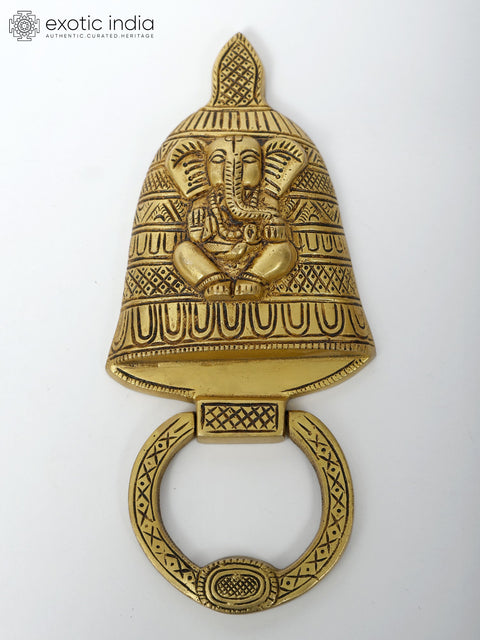 9" Good Luck Ganesha Door Knocker in Brass