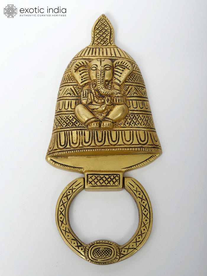 9" Good Luck Ganesha Door Knocker in Brass