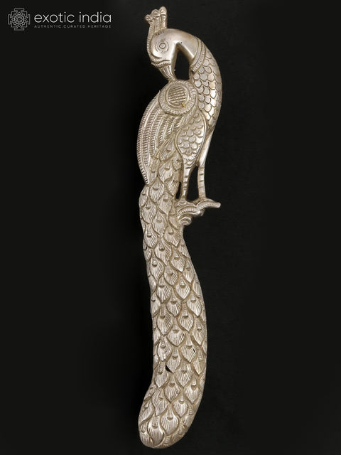 9" Brass Peacock Design Door Handle (Silver Colour)