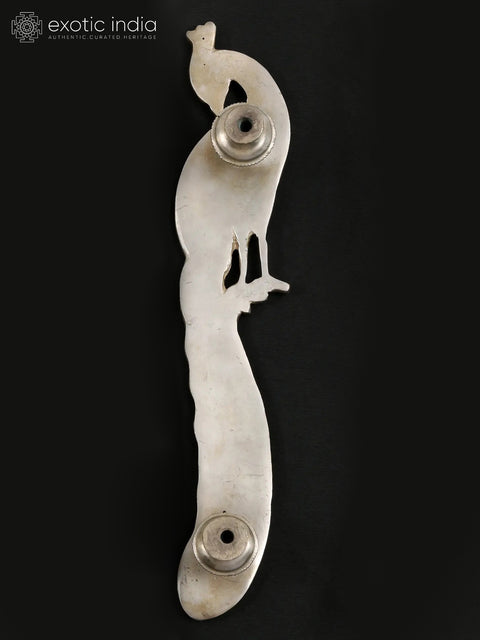 9" Brass Peacock Design Door Handle (Silver Colour)