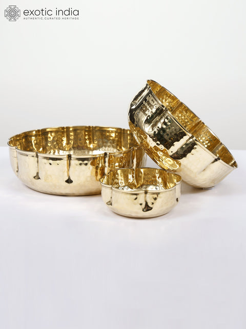 11" Set of Three Designer Bowls in Brass
