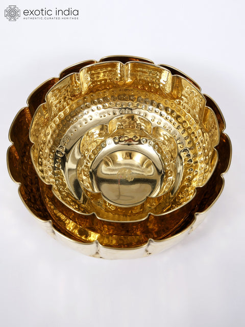 11" Set of Three Designer Bowls in Brass