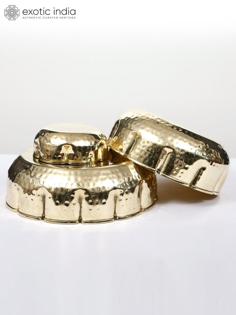 11" Set of Three Designer Bowls in Brass
