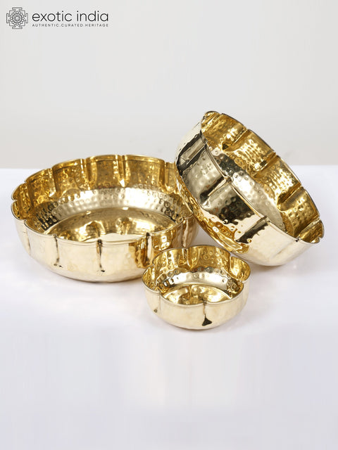 11" Set of Three Designer Bowls in Brass