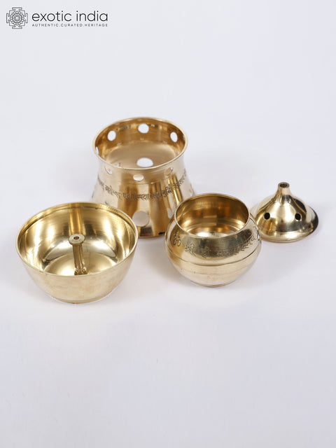 6" Brass Multipurpose Akhand Diya/Kapoor Dani/Incense Diffuser