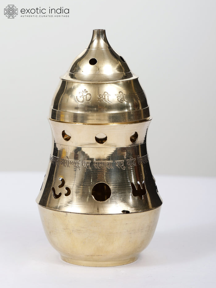 6" Brass Akhand Diya Incense Diffuser for Pooja