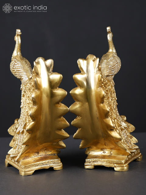 9" Pair of Peacocks | Brass Statues