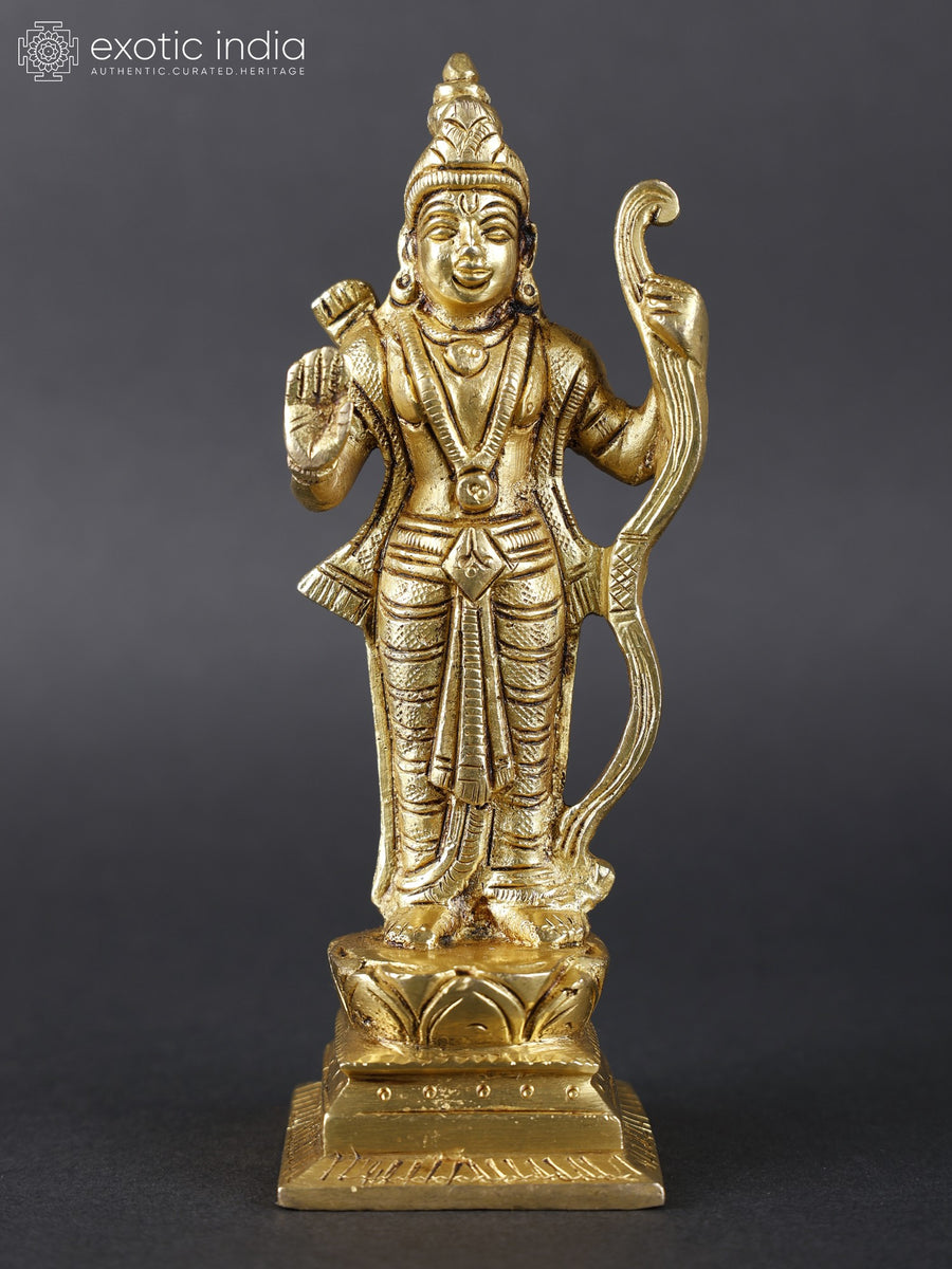 6" Standing Lord Rama Brass Idol in Blessing Gesture