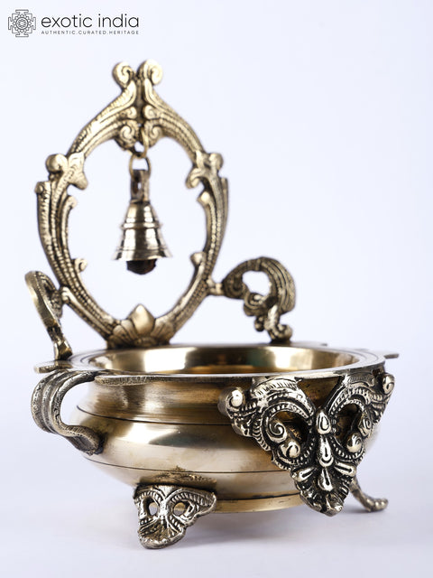 8" Brass Designer Urli with Bell