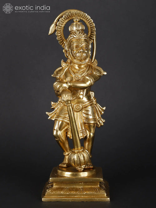 11" Standing Lord Hanuman Handmade Brass Statue