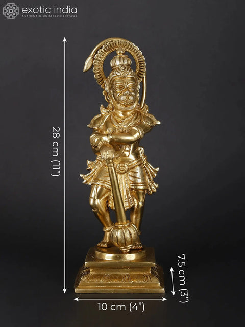 11" Standing Lord Hanuman | Brass Statue