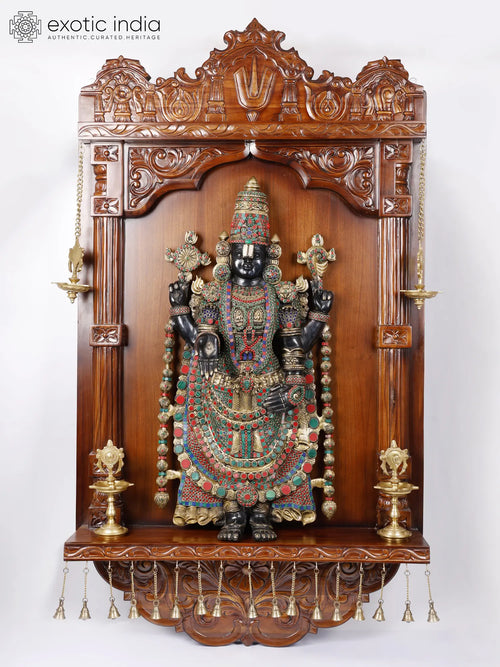60" Large Tirupati Balaji Brass Wall Hanging Temple Sculpture
