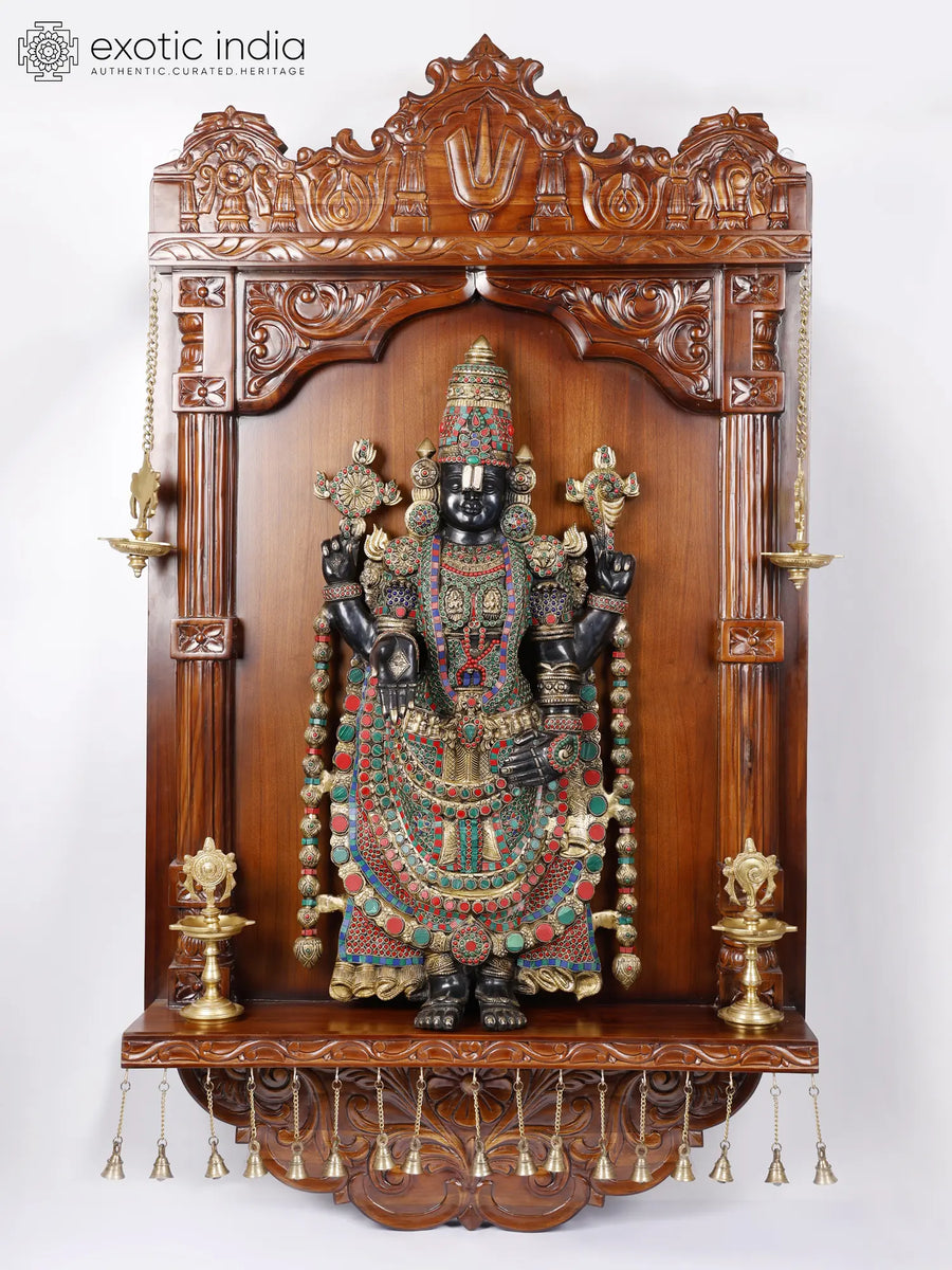 60" Large Tirupati Balaji Brass Wall Hanging Temple Sculpture