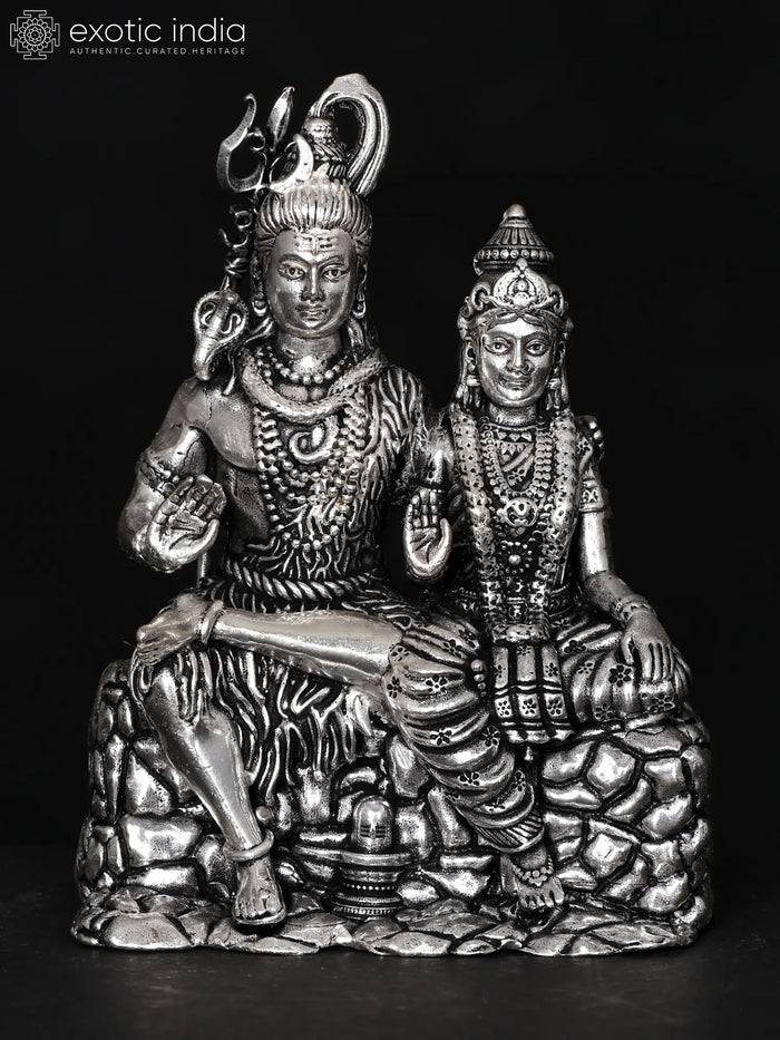 Small Superfine Shiva Parvati Brass Statue Handmade Home Decor