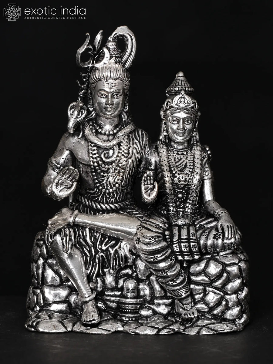 Small Superfine Shiva Parvati Brass Statue Handmade Home Decor