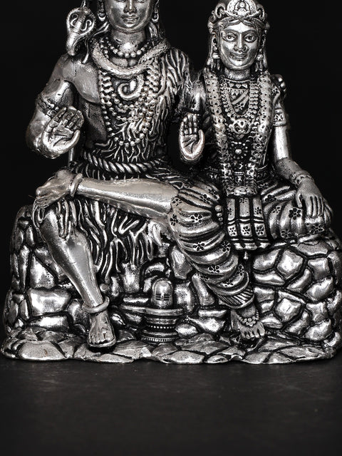 Small Superfine Shiva Parvati Brass Statue Seated in Blessing Gesture | Multiple Sizes