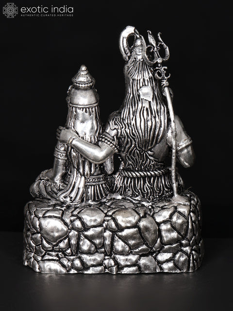 Small Superfine Shiva Parvati Brass Statue Seated in Blessing Gesture | Multiple Sizes