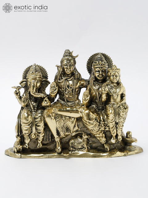 5" Small Superfine Lord Shiva Family Brass Statue