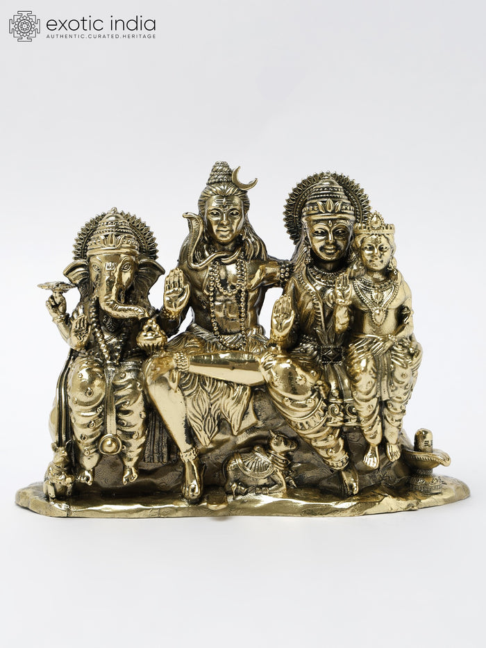 5" Lord Shiva Family Handmade Brass Statue