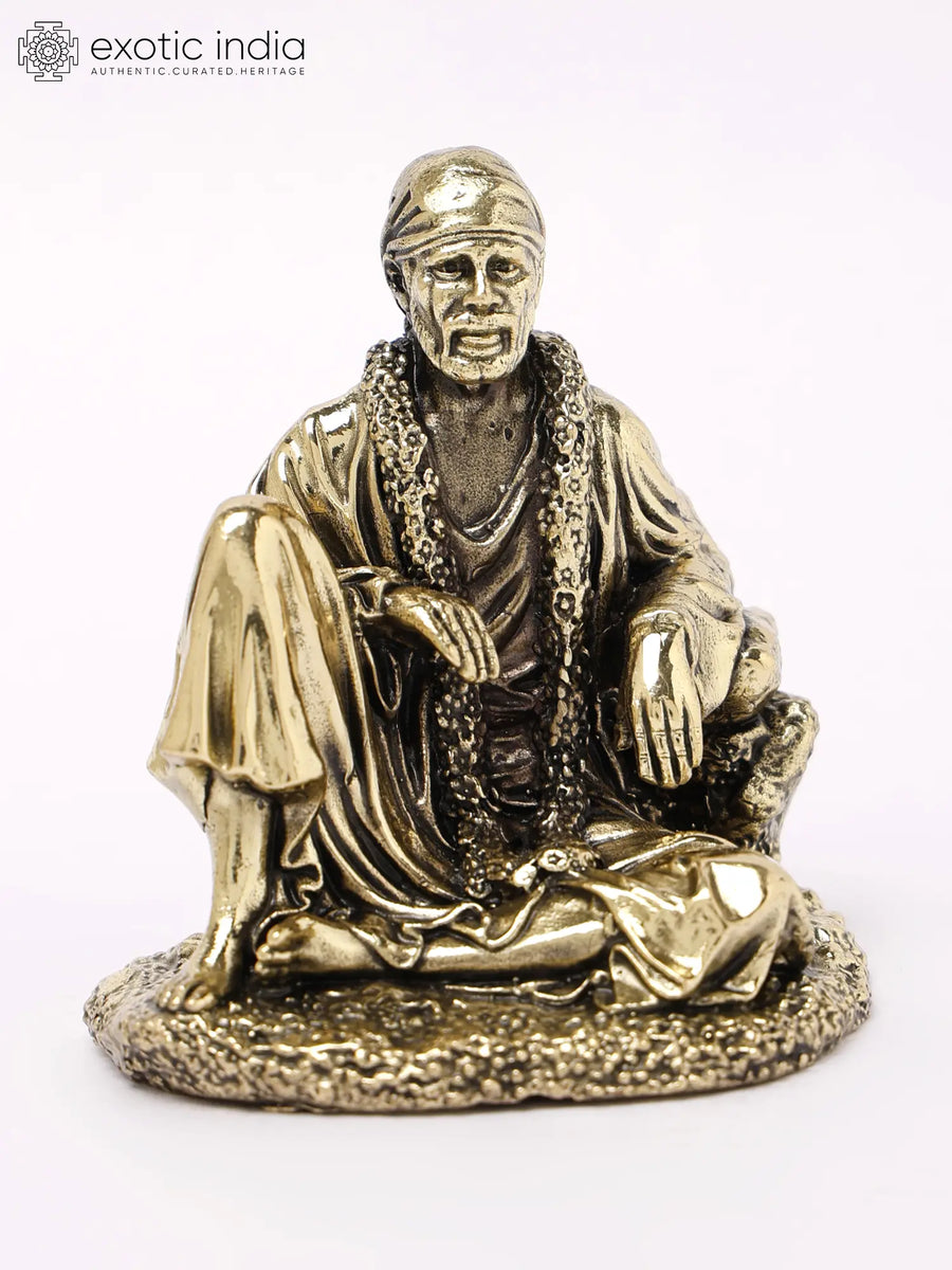 Small Sitting Sai Baba Handmade Brass Statue