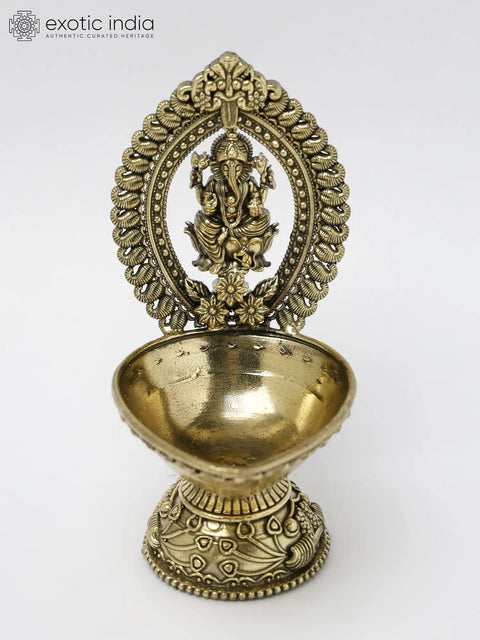 5" Small Superfine Ganesha Lamp in Brass