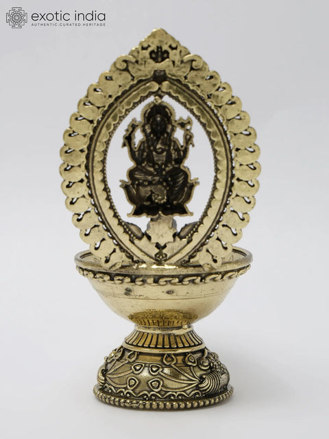 5" Small Superfine Ganesha Lamp in Brass