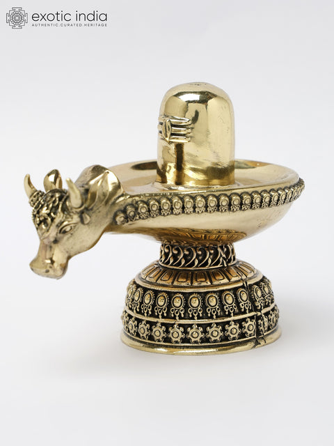 4" Small Nandi Mukh Shivalinga in Brass