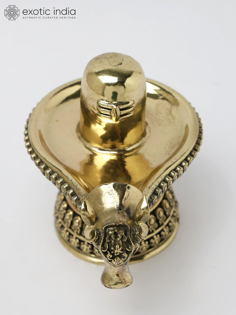 4" Small Nandi Mukh Shivalinga in Brass